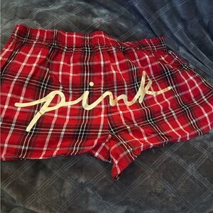 PINK Victoria's Secret Red Plaid Pajama Shorts